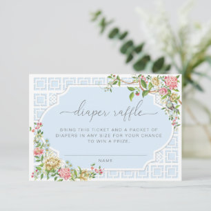 Blue Chinoiserie Diaper Raffle Ticket - Tranon Enclosure Card
