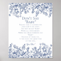 Blue Chinoiserie Dont Say Baby Shower Game