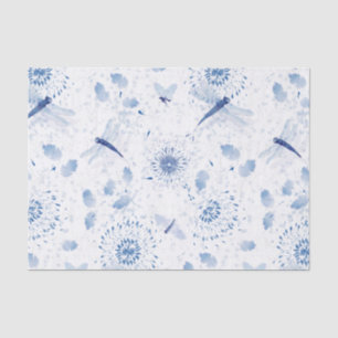 Blue Chinoiserie Dragonfly Floral Tissue Paper