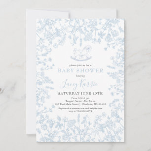 Blue Chinoiserie floral baby Shower Invitation, Invitation