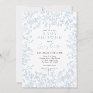 Blue Chinoiserie Floral Baby Shower Invitation,  Invitation