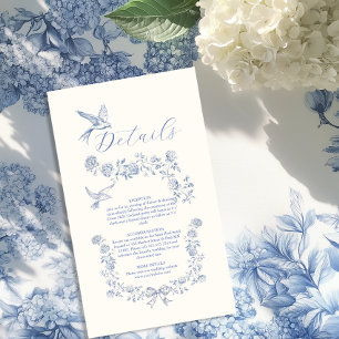 Blue Chinoiserie Floral Botanical Wedding Enclosure Card
