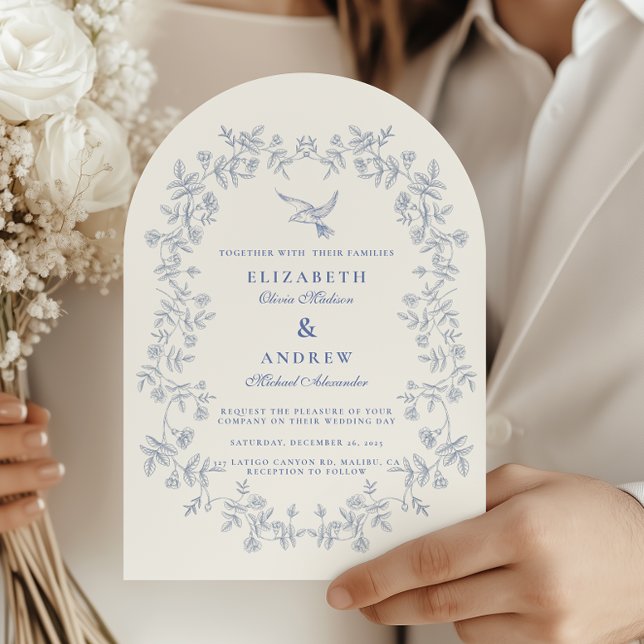Blue Chinoiserie Floral Botanical Wedding Invitation (Creator Uploaded)