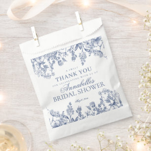 Blue Chinoiserie Floral Bridal Shower Dessert Favour Bags
