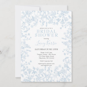 Blue Chinoiserie Floral Bridal Shower Invitation,  Invitation