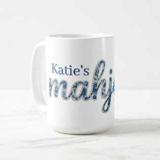 Blue Chinoiserie Floral Custom Mahjong Coffee Mug