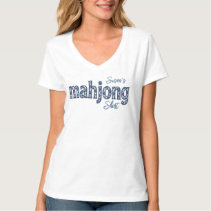 Blue Chinoiserie Floral Custom Mahjong T-Shirt