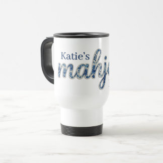 Blue Chinoiserie Floral Custom Mahjong Travel Mug