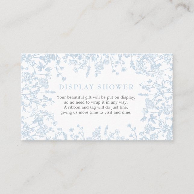 Blue Chinoiserie floral Display Shower Card (Front)