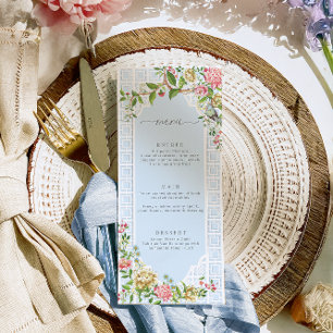Blue Chinoiserie Floral Menu - Trianon