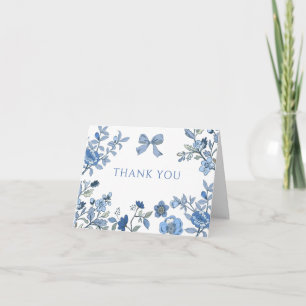 Blue Chinoiserie Floral Note Thank You Card