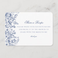 Blue Chinoiserie Floral Share Recipe Invitation