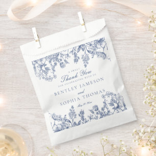 Blue Chinoiserie Floral Wedding Dessert Favour Bags
