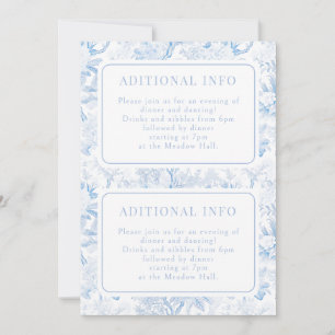 Blue Chinoiserie Floral Wedding Details Card