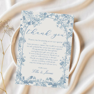 Blue Chinoiserie Floral Wedding Thank You