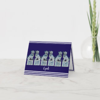 Blue Chinoiserie Foo Dogs Thank You Card