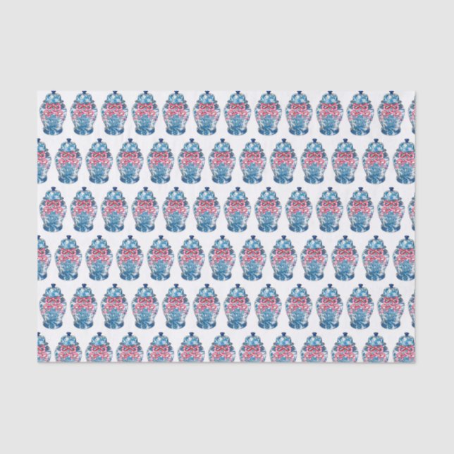 Blue Chinoiserie Ginger Jar Jars tissue Paper (Front)
