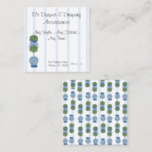 Blue Chinoiserie Ginger Jar Jars Topiary  Square Business Card