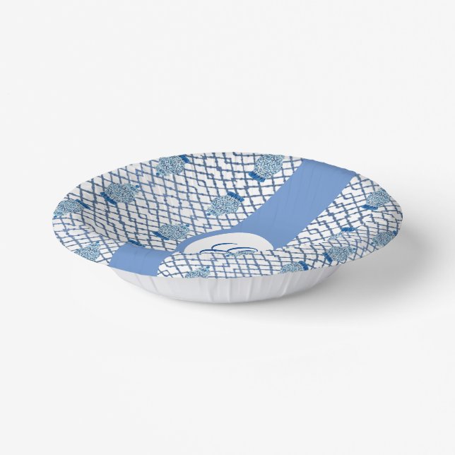 Blue Chinoiserie Hand Painted Ginger Jar Jars Bowl Paper Plate (Angled)