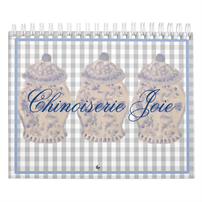 Blue Chinoiserie Hand Painted Ginger Jar Jars Cale Calendar (Cover)
