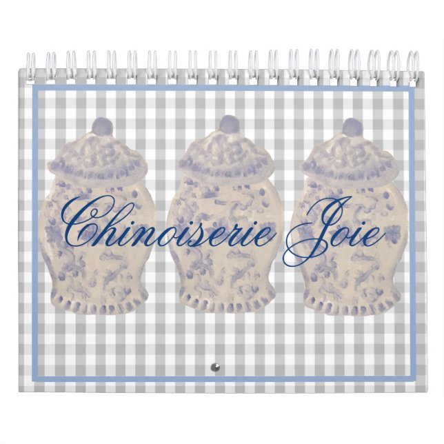 Blue Chinoiserie Hand Painted Ginger Jar Jars Cale Calendar (Cover)