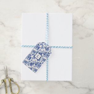 Blue Chinoiserie Monogram Gift Tags
