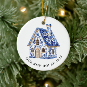 Blue Chinoiserie New House Christmas Ceramic Tree Decoration