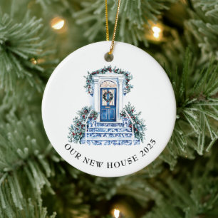 Blue Chinoiserie New House Christmas Ceramic Tree Decoration