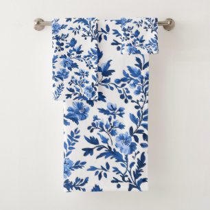Blue Chinoiserie Pattern Bath Towel Set