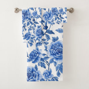 Blue Chinoiserie Pattern  Bath Towel Set