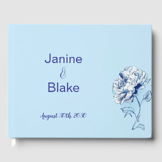 Blue Chinoiserie Peony Wedding Guestbook