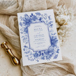 Blue Chinoiserie Porcelain Botanical Peony Wedding Invitation<br><div class="desc">This chinoiserie-inspired design features elegant botanical florals and greenery in delft blue and white. Personalise the invite with your details and if you want to further re-arrange the style and placement of the text,  please press the "Click to customise further" button.</div>