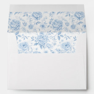 Blue Chinoiserie Porcelain Floral Wedding Envelope