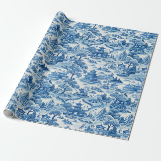 Blue Chinoiserie Porcelaine chinese  Wrapping Paper