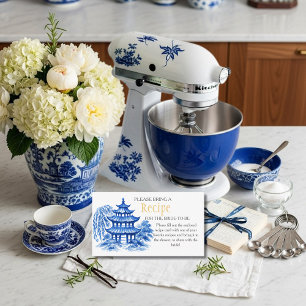 Blue Chinoiserie Recipe Request Bridal Shower Enclosure Card