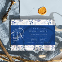 Blue Chinoiserie Romantic Wedding Rehearsal Dinner