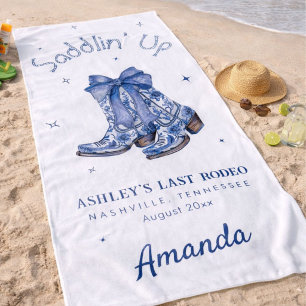 Blue Chinoiserie Settlin Down Bachelorette Party  Beach Towel