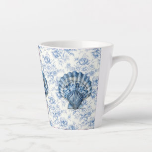 Blue Chinoiserie Shell Small Ceramic Latte Mug