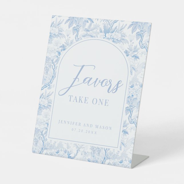 Blue Chinoiserie Take One Favours Wedding Sign (Front)