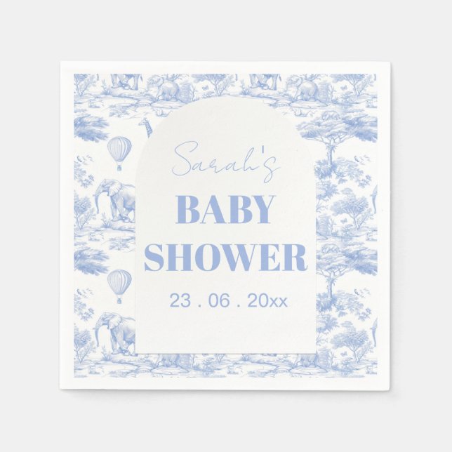 Blue Chinoiserie Toile de Jouy Baby Shower Napkin (Front)
