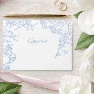 Blue Chinoiserie Toile de Jouy Wedding Envelope