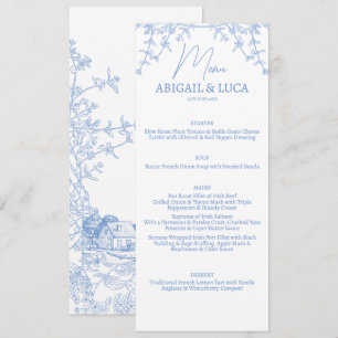 Blue Chinoiserie Toile de Jouy Wedding  Menu
