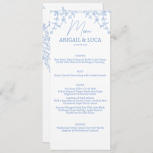 Blue Chinoiserie Toile de Jouy Wedding  Menu