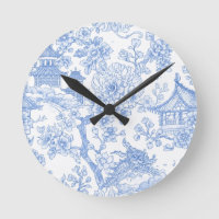 Blue Chinoiserie Toile Dragon Cherry Blossom