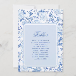 Blue Chinoiserie Toile Seating Chart Table Number