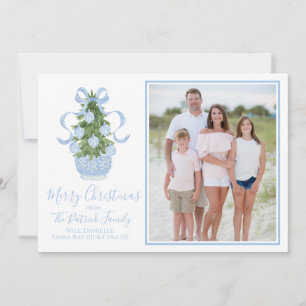 Blue Chinoiserie Tree Christmas Photo Card