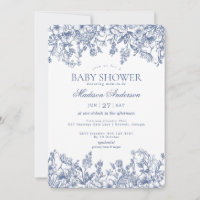 Blue Chinoiserie Vintage Floral Baby Shower