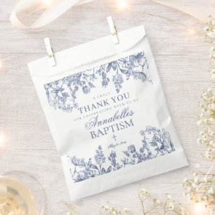 Blue Chinoiserie Vintage Floral Baptism Dessert Favour Bags