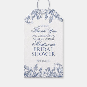 Blue Chinoiserie Vintage Floral Bridal Shower Gift Tags
