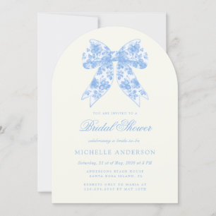 Blue Chinoiserie Vintage Floral Bridal Shower Invitation